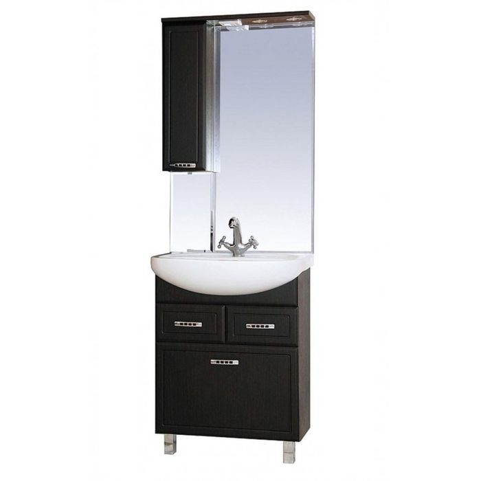 Шкаф-зеркало Misty "Стелла 65", левое, с подсветкой, цвет венге