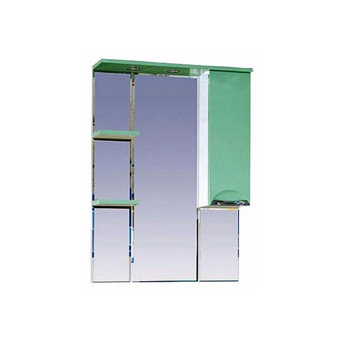 Шкаф-зеркало Misty "Жасмин 75", правый, с подсветкой, салатовая эмаль