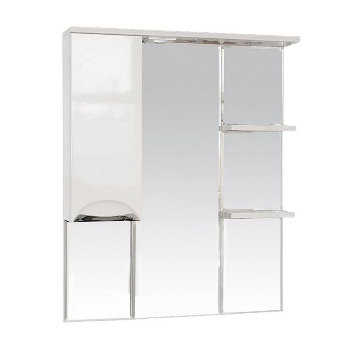 Шкаф-зеркало Misty "Жасмин 80", левый, с подсветкой, белая эмаль