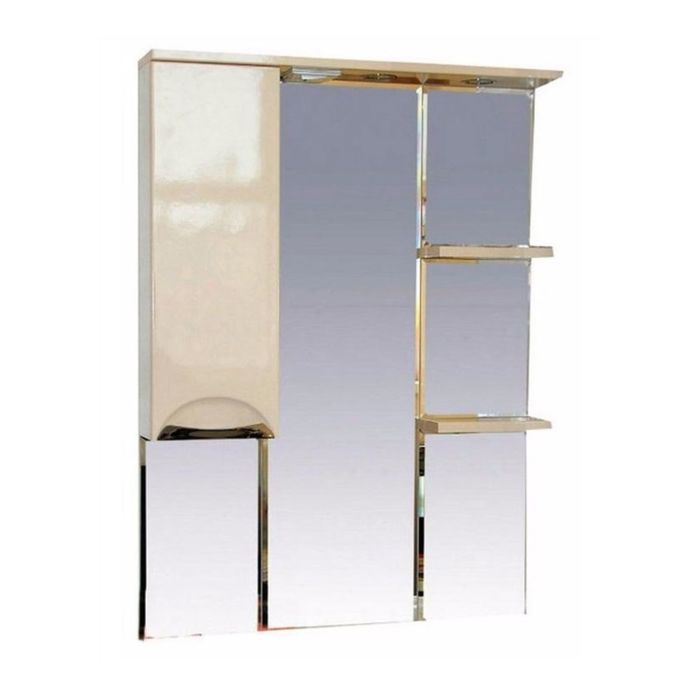 Шкаф-зеркало Misty "Жасмин 80", правый, с подсветкой, белая эмаль