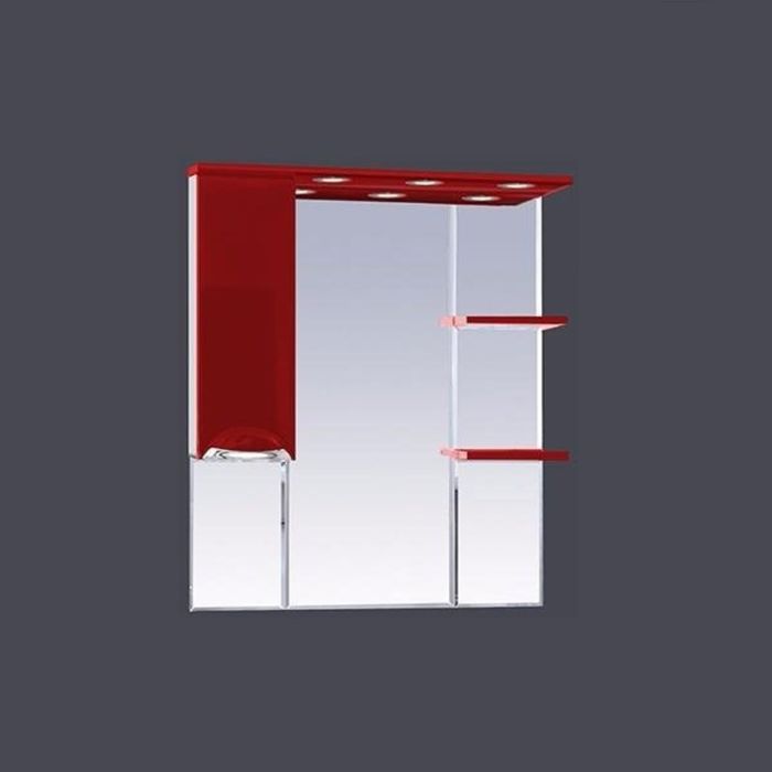 Шкаф-зеркало Misty "Жасмин 85", левый, с подсветкой, бордовая эмаль