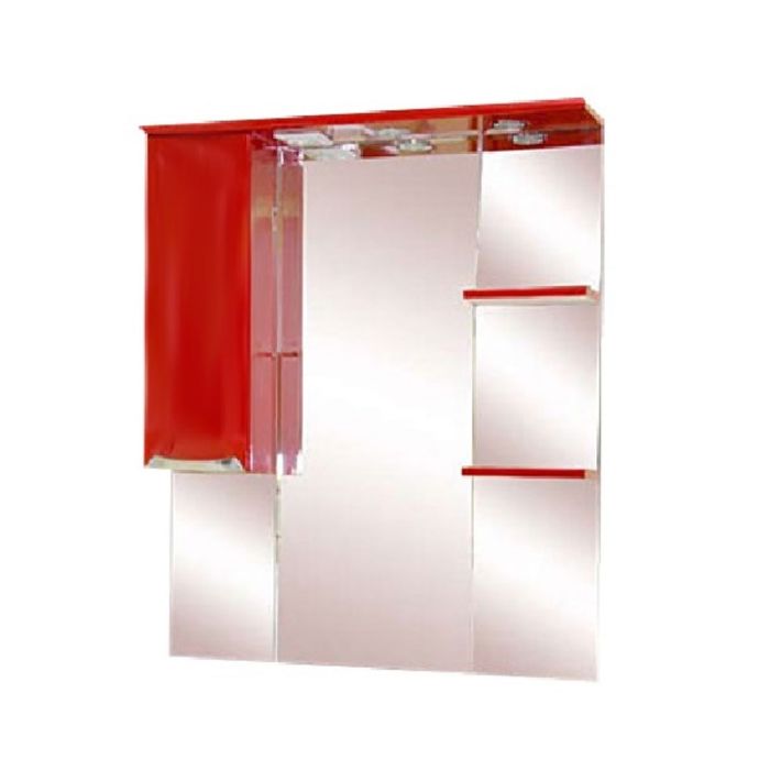 Шкаф-зеркало Misty "Жасмин 85", левый, с подсветкой, красная эмаль