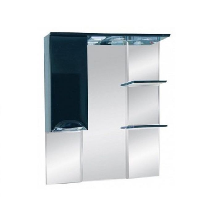 Шкаф-зеркало Misty "Жасмин 85", левый, с подсветкой, черная эмаль