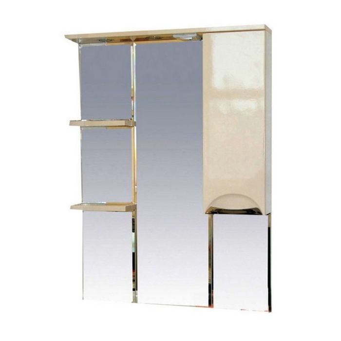 Шкаф-зеркало Misty "Жасмин 85", правый, с подсветкой, бежевая эмаль