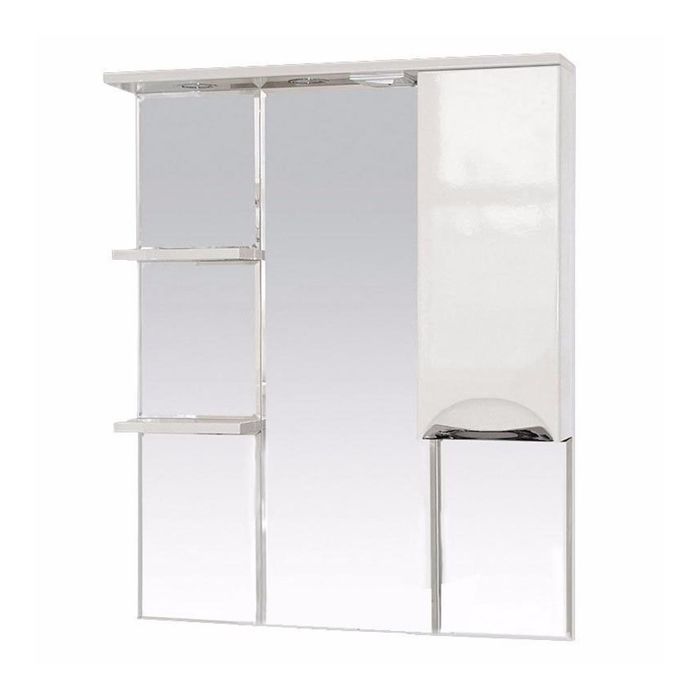 Шкаф-зеркало Misty "Жасмин 85", правый, с подсветкой, белая эмаль