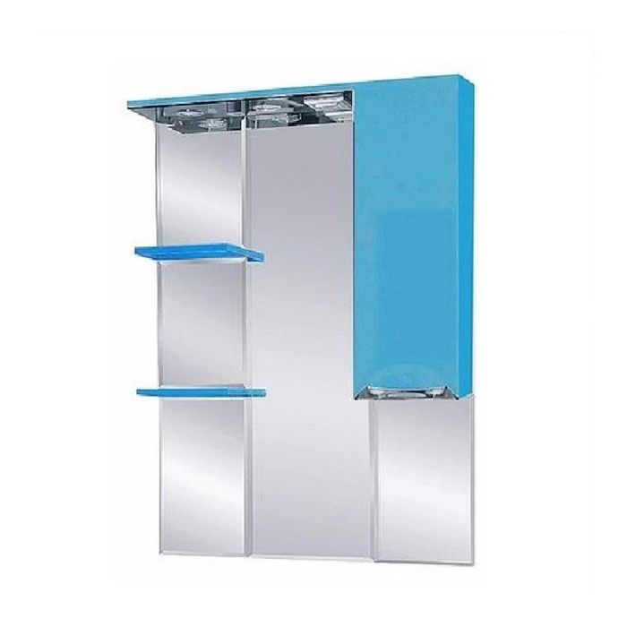 Шкаф-зеркало Misty "Жасмин 85", правый, с подсветкой, голубая эмаль