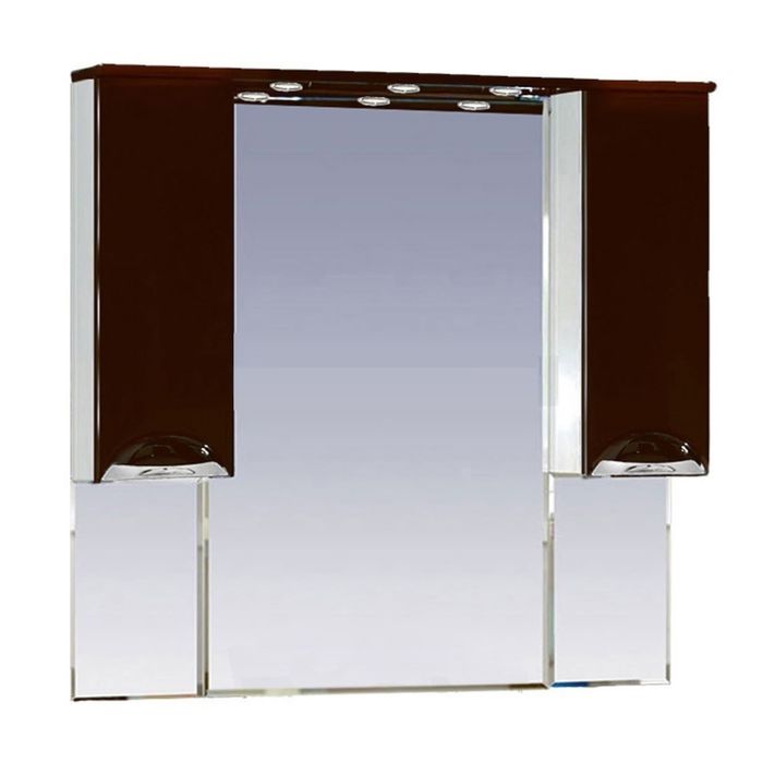 Шкаф-зеркало Misty "Жасмин 105", с подсветкой, коричневая эмаль