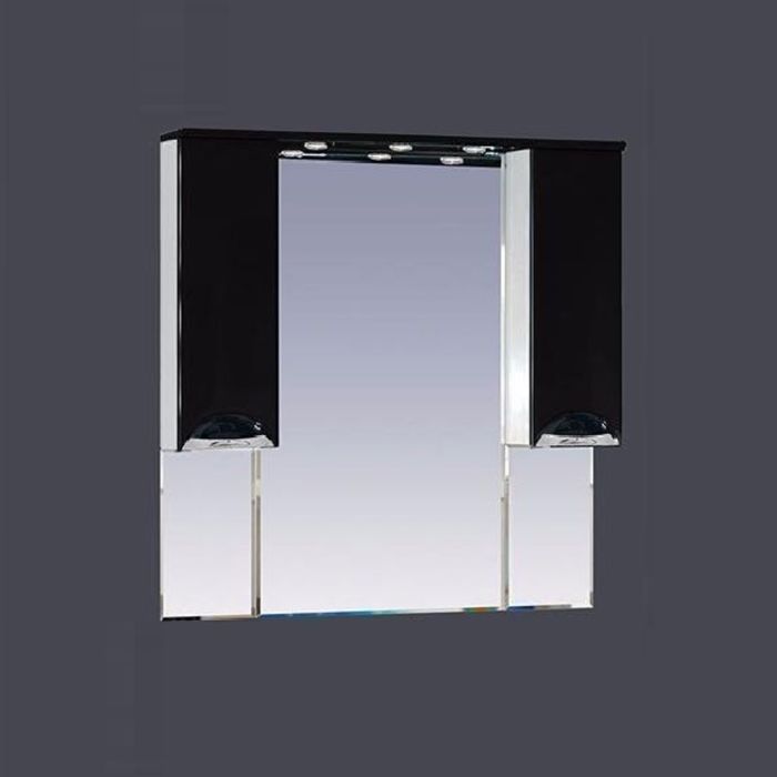 Шкаф-зеркало Misty "Жасмин 105", с подсветкой, черная эмаль