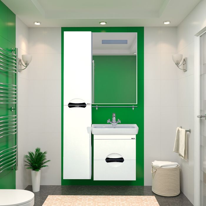 Тумба с раковиной Misty "Жасмин 50", 2 ящика, белая эмаль, с доводчиком