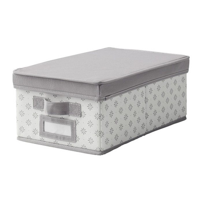 Коробка с крышкой, серый, белый цветы СВИРА