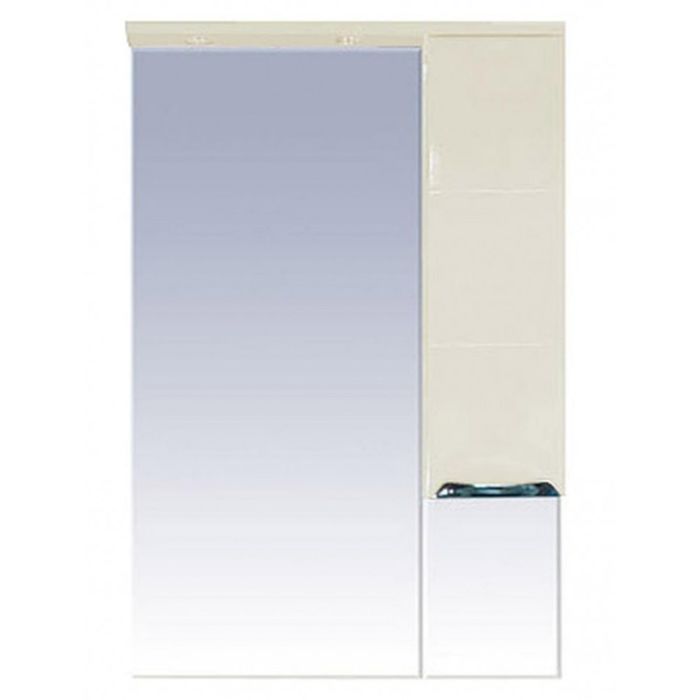 Шкаф-зеркало Misty "Петра 65", правый, с подсветкой, бежевая эмаль