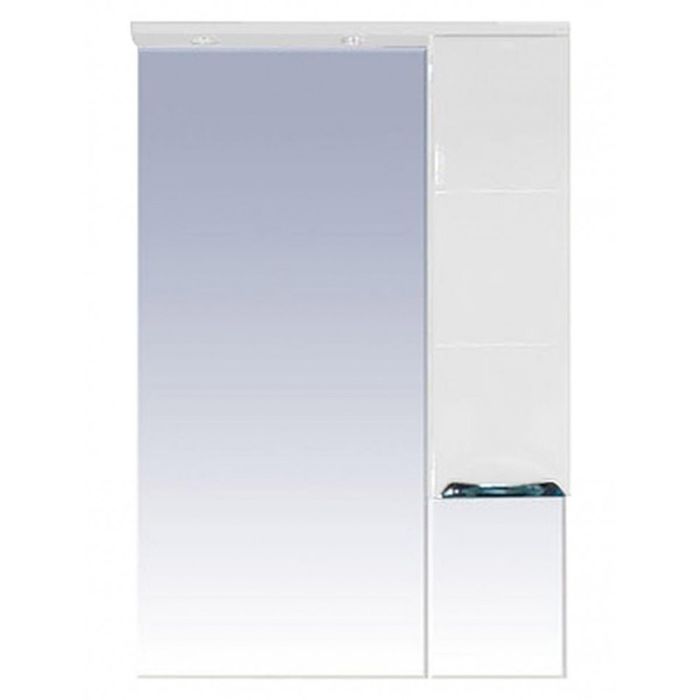 Шкаф-зеркало Misty "Петра 65", правый, с подсветкой, белая эмаль