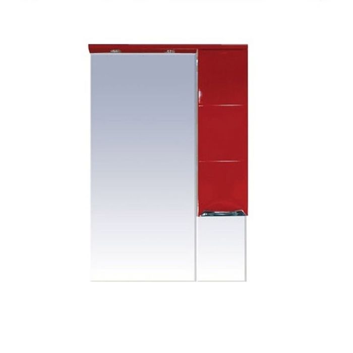 Шкаф-зеркало Misty "Петра 65", правый, с подсветкой, красная эмаль