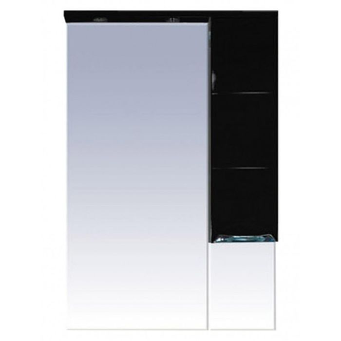 Шкаф-зеркало Misty "Петра 65", правый, с подсветкой, черная эмаль