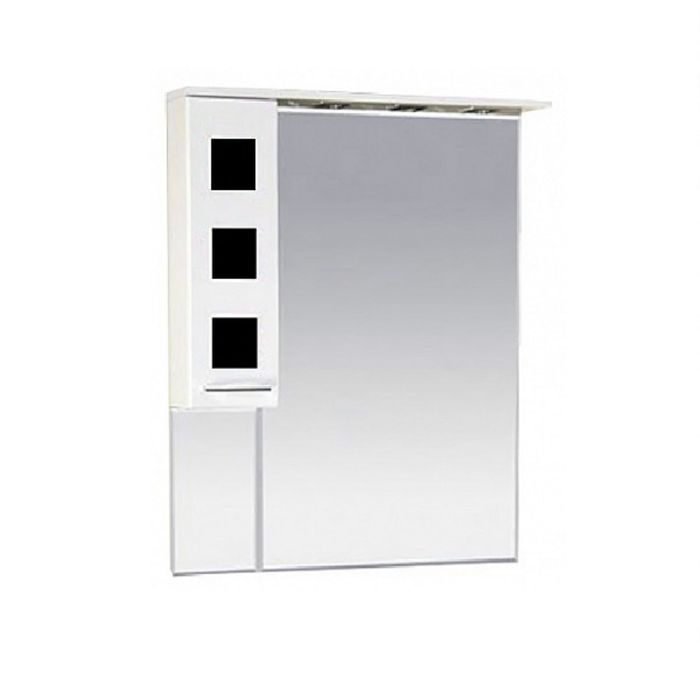 Шкаф-зеркало Misty "Кармен 70", левый, белая пленка, черное стекло