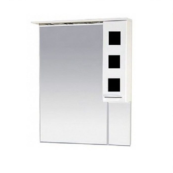 Шкаф-зеркало Misty "Кармен 70", правый, белая пленка, черное стекло