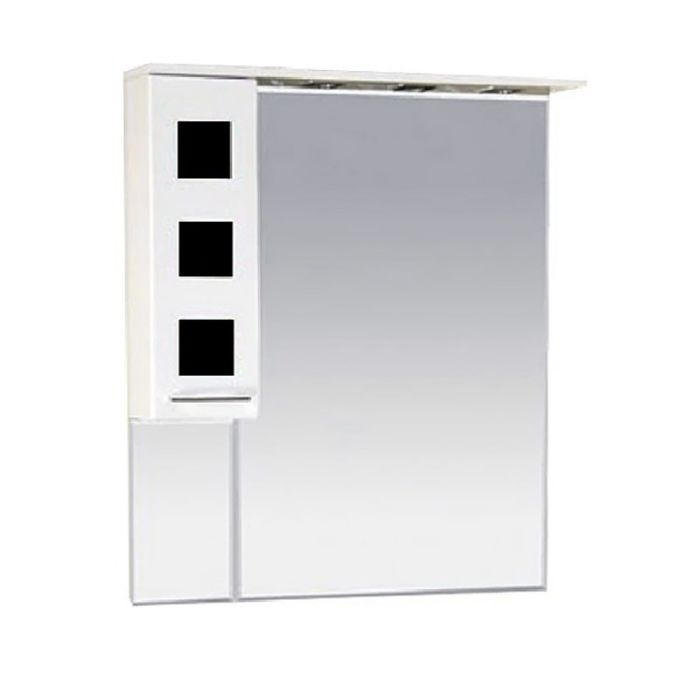 Шкаф-зеркало Misty "Кармен 80", левый, белая пленка, черное стекло