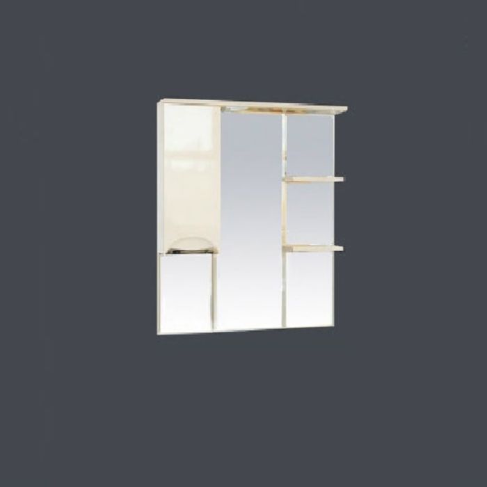 Шкаф-зеркало Misty "Петра 90", левый, с подсветкой, белая эмаль