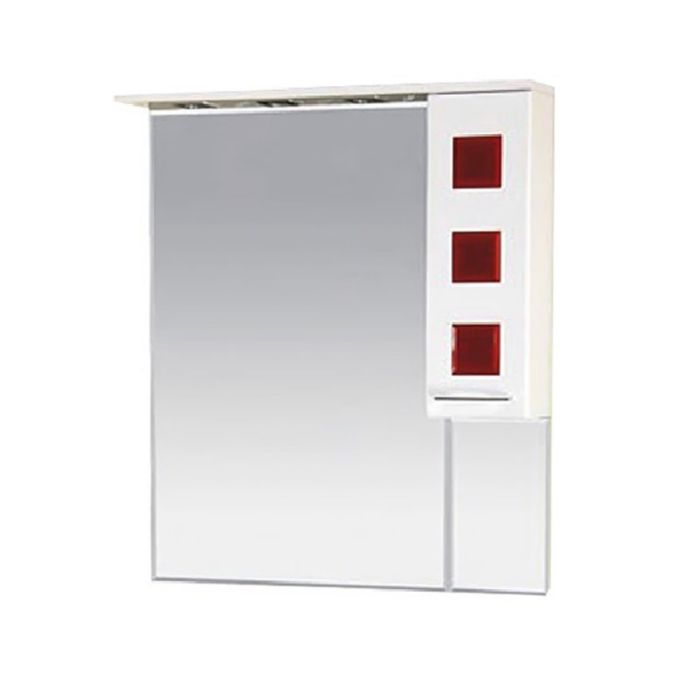 Шкаф-зеркало Misty "Кармен 80", правый, белая пленка, красное стекло