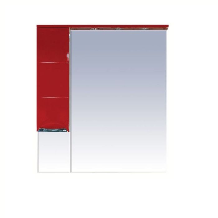 Шкаф-зеркало Misty "Петра 90", левый, с подсветкой, красная эмаль