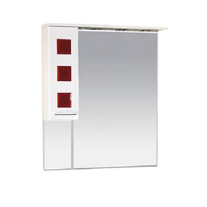 Шкаф-зеркало Misty "Кармен 90", левый, белая пленка, красное стекло