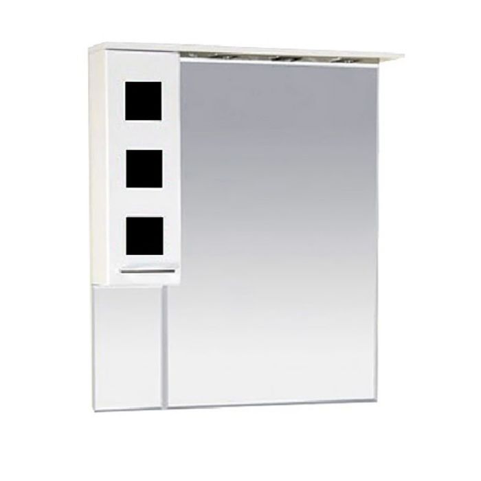 Шкаф-зеркало Misty "Кармен 90", левый, белая пленка, черное стекло