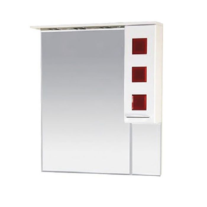 Шкаф-зеркало Misty "Кармен 90", правый, белая пленка, красное стекло