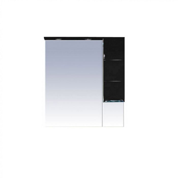 Шкаф-зеркало Misty "Петра 90", правый, с подсветкой, черная эмаль