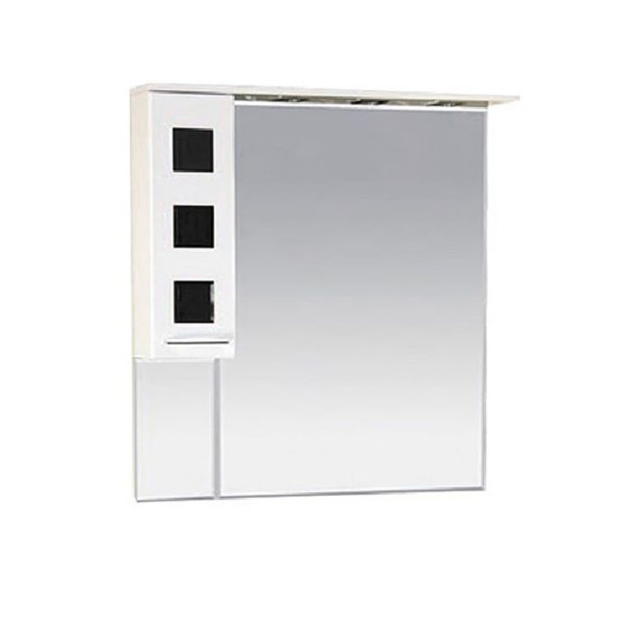 Шкаф-зеркало Misty "Кармен 100", белая пленка, черное стекло