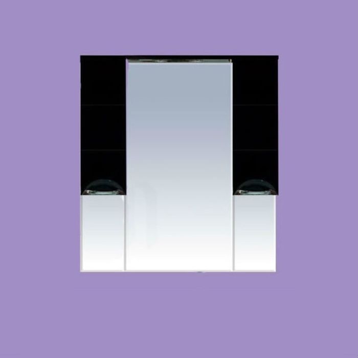 Шкаф-зеркало Misty "Петра 105", с подсветкой, черная эмаль