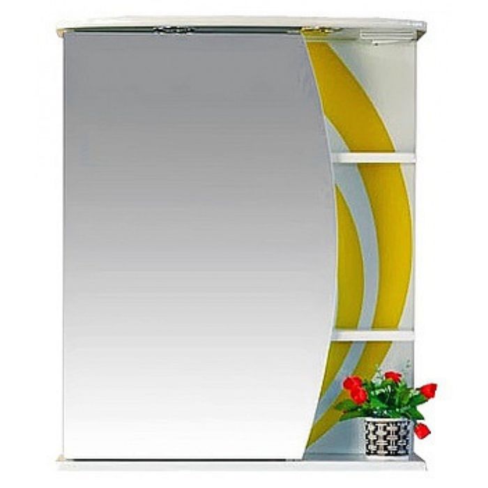 Шкаф-зеркало Misty "Каролина 60", левый, с подсветкой, желтый