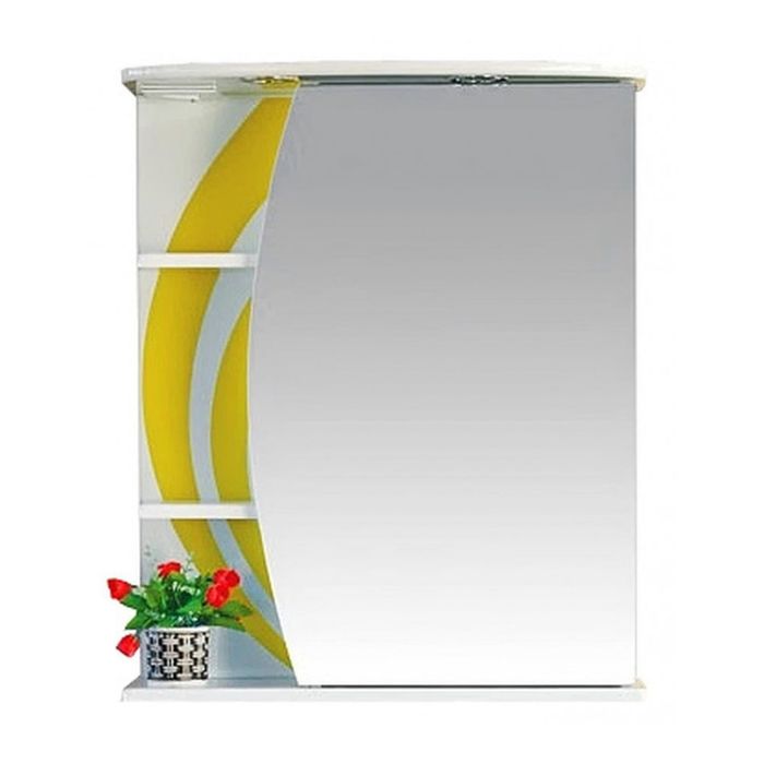 Шкаф-зеркало Misty "Каролина 60", правый, с подсветкой, желтый