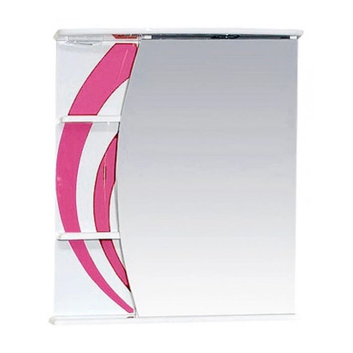 Шкаф-зеркало Misty "Каролина 60", правый, с подсветкой, розовый