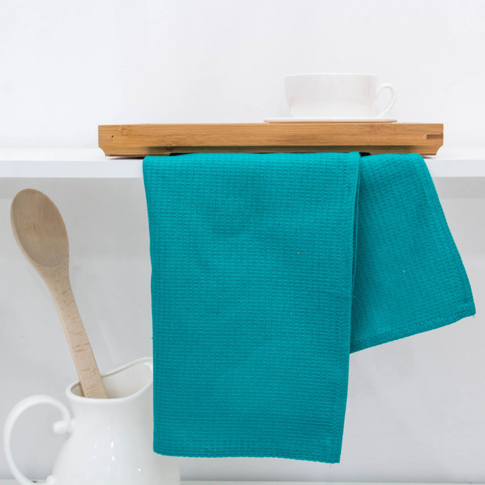 Полотенце вафельное однотонное, 40х70 см, бирюза, 160 гр/м2, 100% хлопок