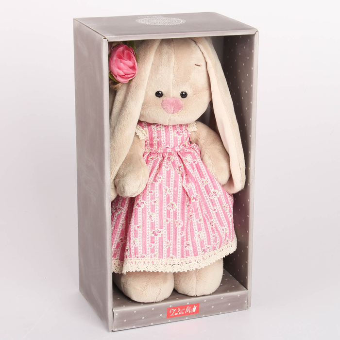Мягкая игрушка "Зайка Ми" в деревенском платье, 32 см
