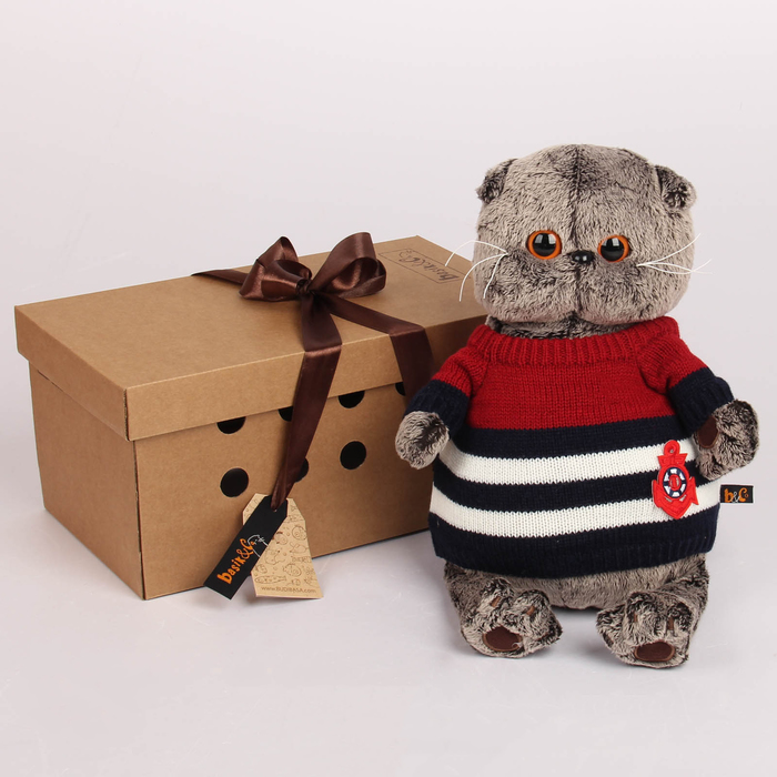 Мягкая игрушка "Басик" в морском свитере, 30 см