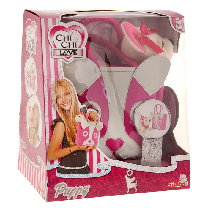 Мягкая игрушка "Чихуахуа" с розовой сумкой, 20 см