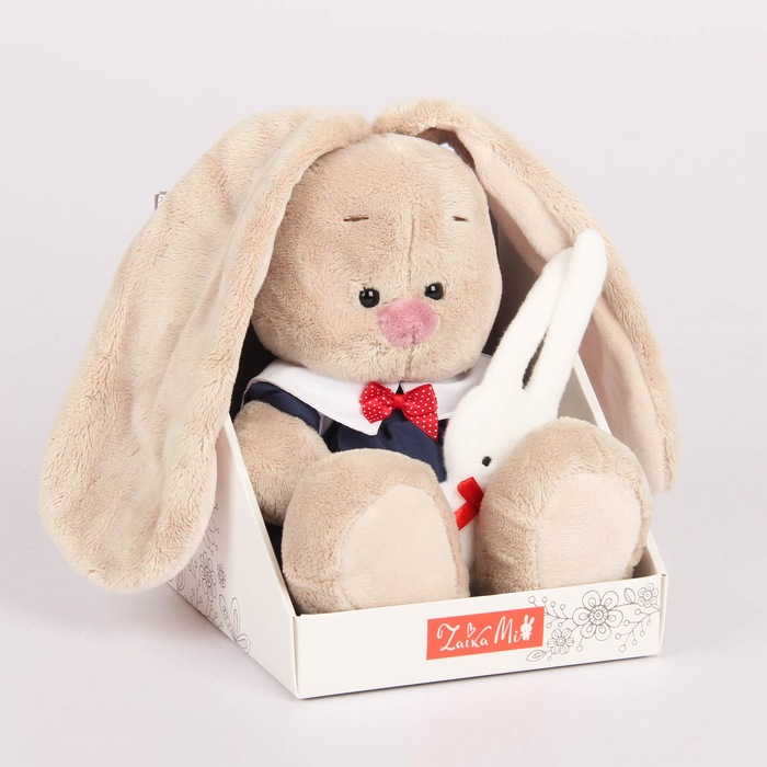 Мягкая игрушка "Зайка Ми" в синем платье с зайкой, 18 см