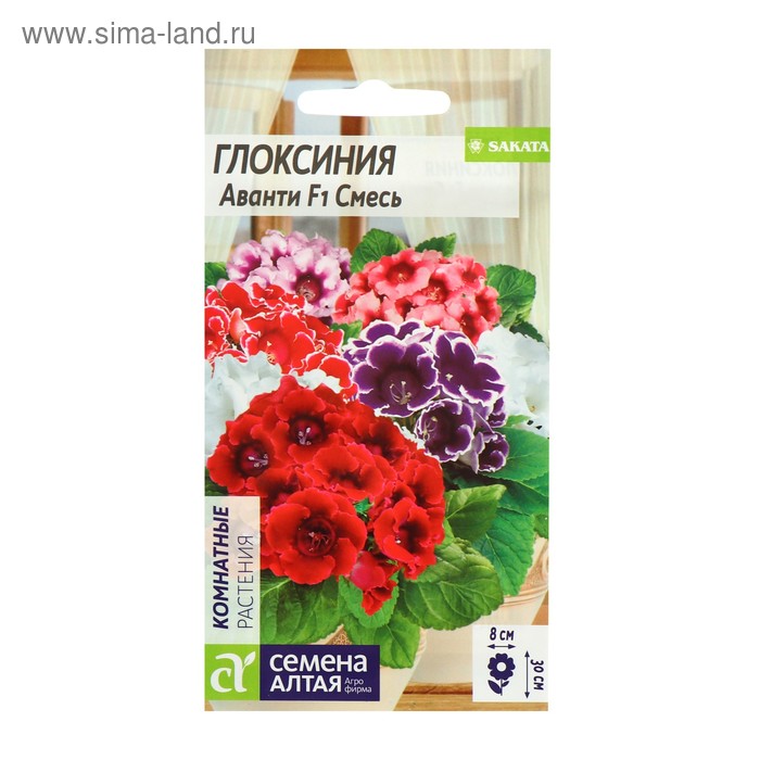 Семена комнатных цветов Глоксиния Аванти Смесь, F1, 8 шт.