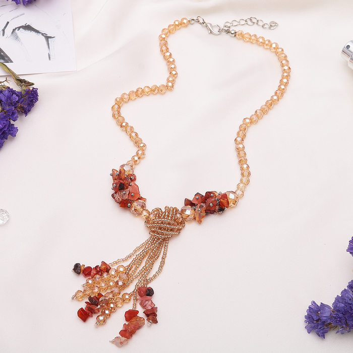 Бусы-галстук с хрусталем "Сердолик", 45 см