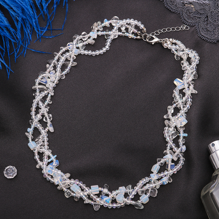 Бусы крошка мелкая 3 нити "Лунный камень", 45см