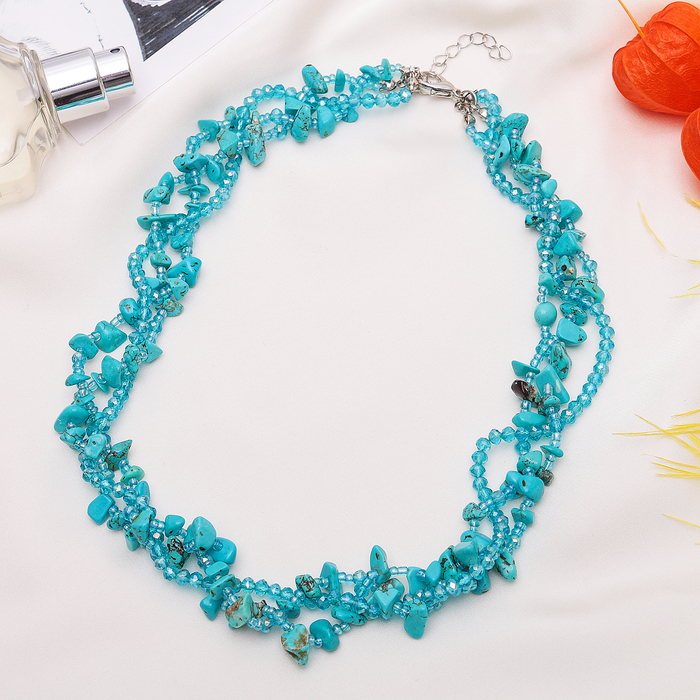 Бусы крошка мелкая 3 нити "Бирюза", 45см