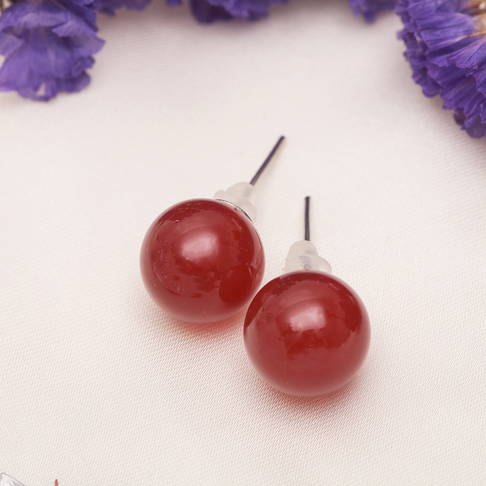 Пусеты шар №10 "Сердолик"