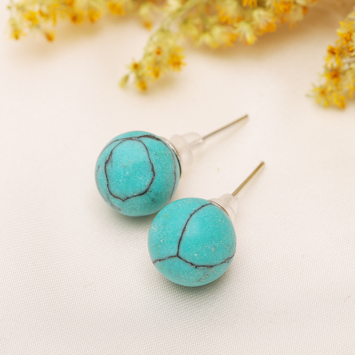 Пусеты шар №10 "Бирюза"