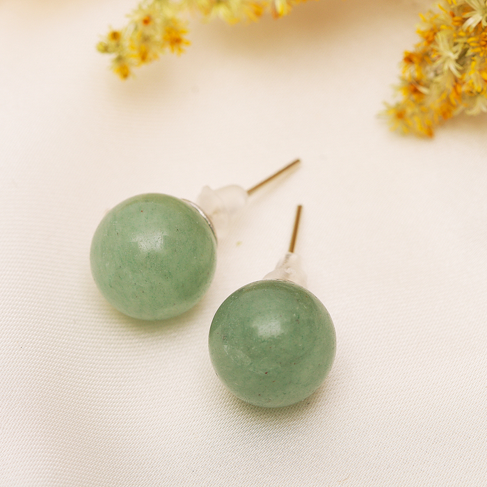 Пусеты шар №10 "Нефрит"