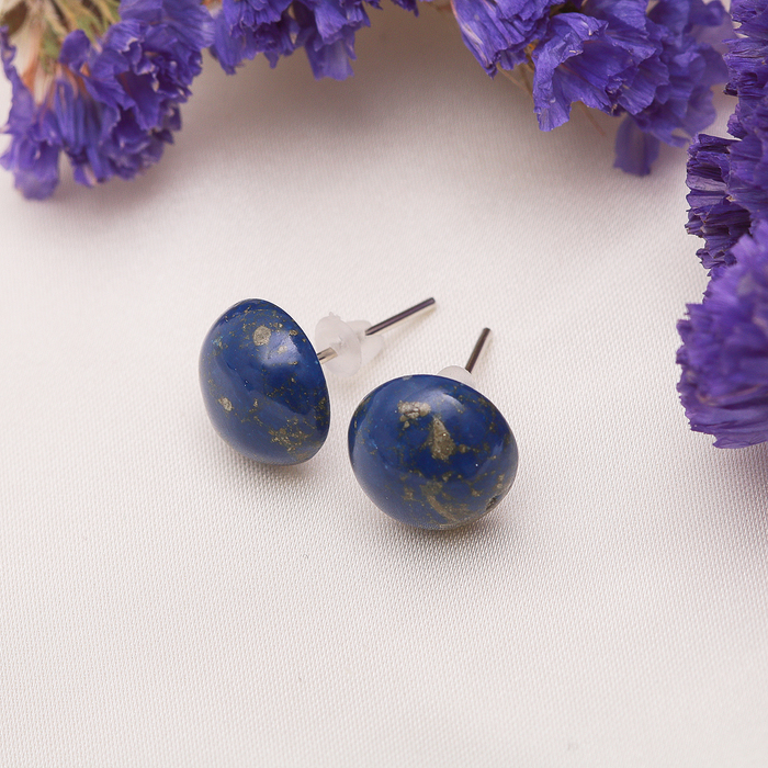 Пусеты полукруг №8 "Лазурит"