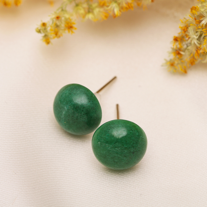 Пусеты полукруг №8 "Хризопраз"