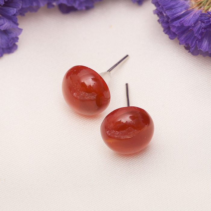 Пусеты полукруг №8 "Сердолик"