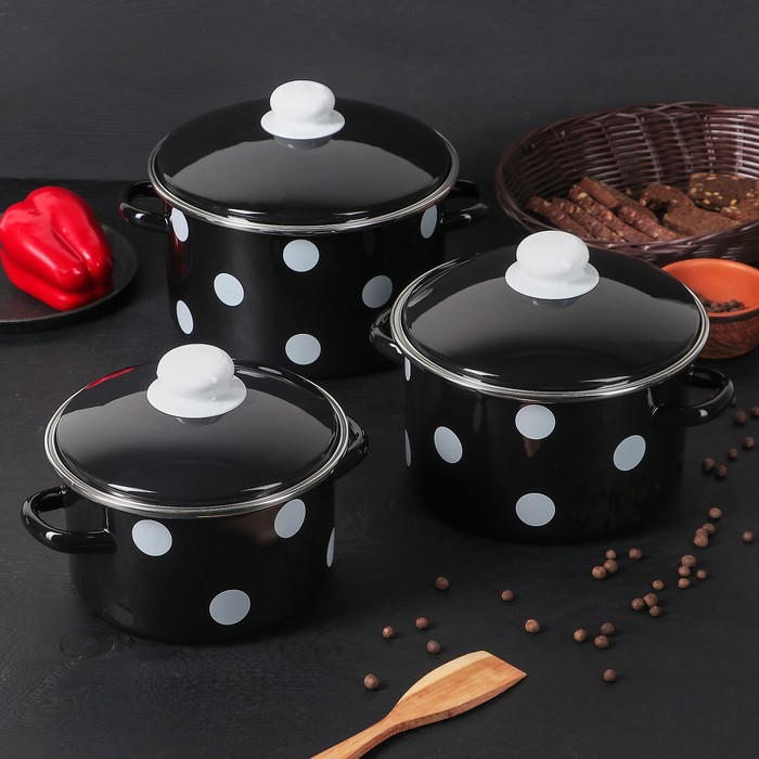 Набор кастрюль "Горошина", 3 шт: 2 л, 3 л, 4 л