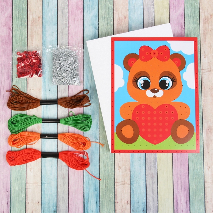 Изонить на гвоздиках "Мишка", 20 х 15 см